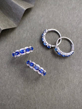 Load image into Gallery viewer, LUOWEND 18K White Gold Natural Diamond and Sapphire Ring for Women
