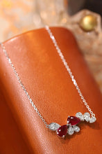 Load image into Gallery viewer, LUOWEND 18K White Gold Real Natural Diamond and Ruby Necklace for Women
