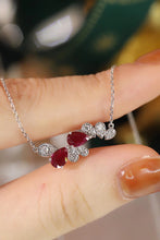 Load image into Gallery viewer, LUOWEND 18K White Gold Real Natural Diamond and Ruby Necklace for Women
