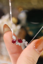 Load image into Gallery viewer, LUOWEND 18K White Gold Real Natural Diamond and Ruby Necklace for Women
