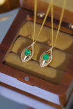 Load image into Gallery viewer, LUOWEND 18K Yellow Gold Real Natural Emerald and Diamond Necklace for Women
