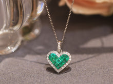 Load image into Gallery viewer, LUOWEND 18K White Gold Natural Emerald Necklace for Women
