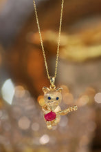 Load image into Gallery viewer, LUOWEND 18K Yellow Gold Real Natural Ruby and Diamond Necklace for Women
