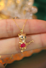 Load image into Gallery viewer, LUOWEND 18K Yellow Gold Real Natural Ruby and Diamond Necklace for Women
