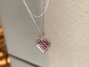 LUOWEND 18K White/Yellow Gold Nattural Ruby Necklace for Women