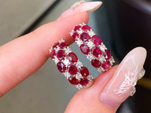 Load image into Gallery viewer, LUOWEND 18K White Gold Natural Ruby Ring for Women
