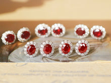 Load image into Gallery viewer, LUOWEND 18K White Gold Natural Ruby Earrings for Women
