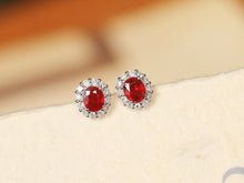 Load image into Gallery viewer, LUOWEND 18K White Gold Natural Ruby Earrings for Women
