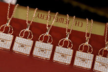 Load image into Gallery viewer, LUOWEND 18K Rose Gold Real Natural Diamond Pendant Necklace for Women
