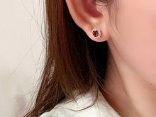 Load image into Gallery viewer, LUOWEND 18K White Gold Natural Ruby Earrings for Women
