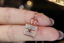 Load image into Gallery viewer, LUOWEND 18K Rose Gold Real Natural Diamond Pendant Necklace for Women
