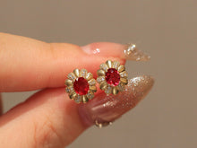 Load image into Gallery viewer, LUOWEND 18K Yellow Gold Natural Ruby Earrings for Women
