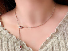 Load image into Gallery viewer, LUOQWEND 18K White Gold Natural Ruby Necklace for Women
