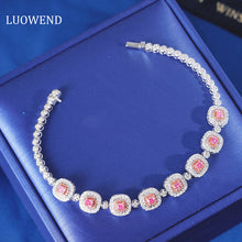 Load image into Gallery viewer, LUOWEND 18K White Gold Real Natural Pink Diamond Bracelet for Women
