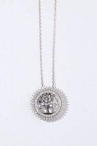 LUOWEND 18K White Gold Natural Diamond Necklace for Women