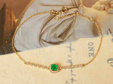 Load image into Gallery viewer, LUOWEND 18K Yellow Gold Natural Emerald Bracelet for Women
