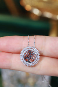 LUOWEND 18K White Gold Natural Diamond Necklace for Women