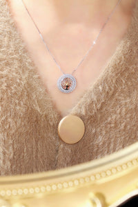 LUOWEND 18K White Gold Natural Diamond Necklace for Women