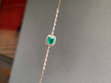 Load image into Gallery viewer, LUOWEND 18K Yellow Gold Natural Emerald Bracelet for Women
