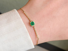 Load image into Gallery viewer, LUOWEND 18K Yellow Gold Natural Emerald Bracelet for Women
