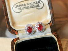 Load image into Gallery viewer, LUOWEND 18K White Gold Natural Ruby Earrings for Women

