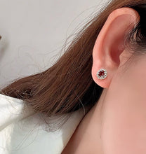 Load image into Gallery viewer, LUOWEND 18K White Gold Natural Ruby Earrings for Women
