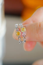 Load image into Gallery viewer, LUOWEND 18K White Gold Natural Yellow Diamond Ring for Women
