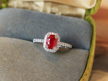 Load image into Gallery viewer, LUOWEND 18K White Gold Natural Ruby Ring for Women
