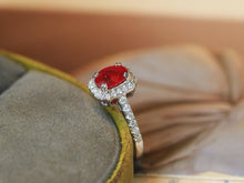 Load image into Gallery viewer, LUOWEND 18K White Gold Natural Ruby Ring for Women
