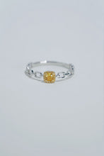 Load image into Gallery viewer, LUOWEND 18K White Gold Natural Yellow Diamond Ring for Women
