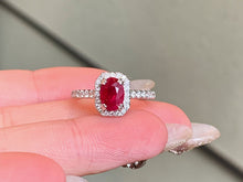 Load image into Gallery viewer, LUOWEND 18K White Gold Natural Ruby Ring for Women
