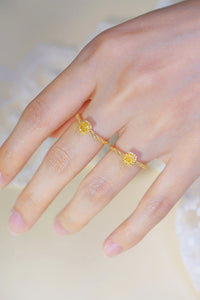 LUOWEND 18K Yellow Gold Real Natural Yellow Diamond Ring for Women