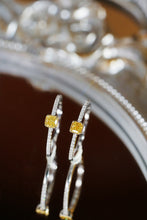 Load image into Gallery viewer, LUOWEND 18K White Gold Natural Yellow Diamond Ring for Women
