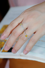 Load image into Gallery viewer, LUOWEND 18K White Gold Natural Yellow Diamond Ring for Women
