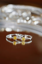Load image into Gallery viewer, LUOWEND 18K White Gold Natural Yellow Diamond Ring for Women

