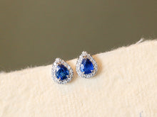 Load image into Gallery viewer, LUOWEND 18K White Gold Ntural Sapphire Earrings for Women
