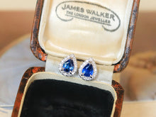 Load image into Gallery viewer, LUOWEND 18K White Gold Ntural Sapphire Earrings for Women
