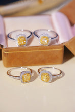 Load image into Gallery viewer, LUOWEND 18K White Gold Real Natural Yellow Diamond Ring for Women
