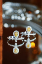 Load image into Gallery viewer, LUOWEND 18K White Gold Natural Green Diamond Ring for Women
