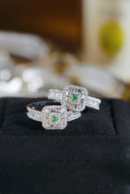 Load image into Gallery viewer, LUOWEND 18K White Gold Natural Green Diamond Ring for Women

