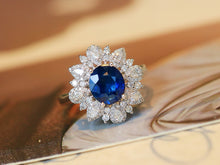 Load image into Gallery viewer, LUOWEND 18K White Gold Natural Sapphire Ring for Women
