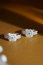 Load image into Gallery viewer, LUOWEND 18K White Gold Natural Green Diamond Ring for Women
