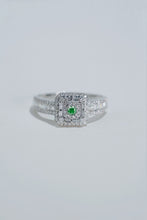 Load image into Gallery viewer, LUOWEND 18K White Gold Natural Green Diamond Ring for Women
