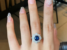 Load image into Gallery viewer, LUOWEND 18K White Gold Natural Sapphire Ring for Women
