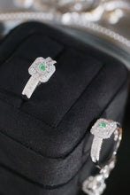 Load image into Gallery viewer, LUOWEND 18K White Gold Natural Green Diamond Ring for Women

