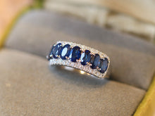 Load image into Gallery viewer, LUOWEND 18K White Gold Natural Sapphire Ring for Women
