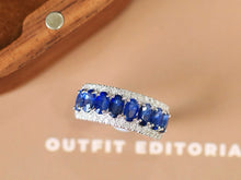 Load image into Gallery viewer, LUOWEND 18K White Gold Natural Sapphire Ring for Women

