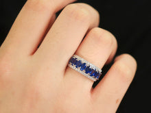 Load image into Gallery viewer, LUOWEND 18K White Gold Natural Sapphire Ring for Women
