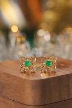Load image into Gallery viewer, LUOWEND 18K Yellow Gold Natural Emerald Stud Earrings for Women
