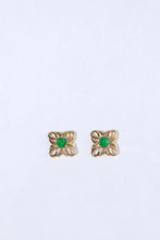 Load image into Gallery viewer, LUOWEND 18K Yellow Gold Natural Emerald Stud Earrings for Women
